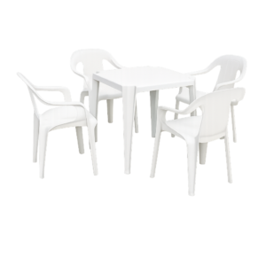 Jogo de mesa plástico com cadeiras com braço