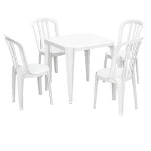 Jogo de mesa plástico com cadeiras sem braço